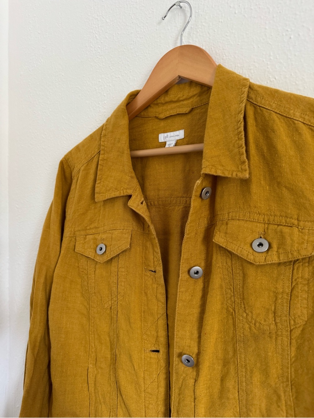 100% Linen JJill Everyday Mustard Button-Front Jacket